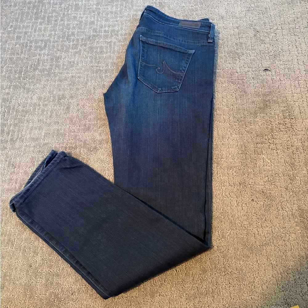 AG Adriano Goldschmied The Stevie Dark Blue Straight Leg Jeans